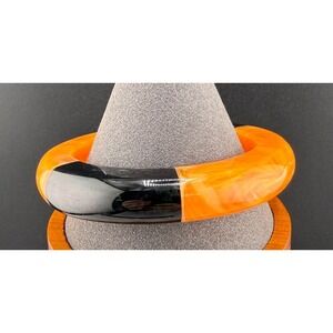 Marc Jacobs Bangle Bracelet Orange Black Acrylic 8"